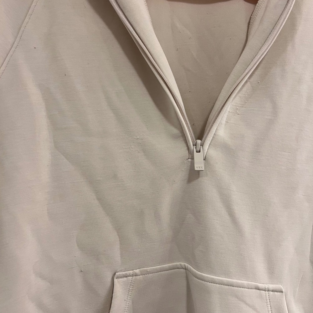 VSX Victoria's Secret Women XS Cream Quarter Zip Pullover Sweatshirt Side Zips - Picture 8 of 10